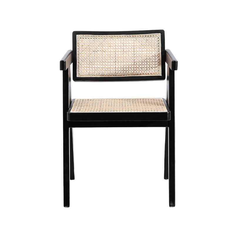 Rattan Woven Dekoration Wood Stol med armlæn