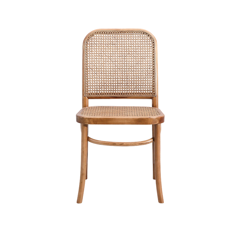 Vævet Rattan Base Wood Stol